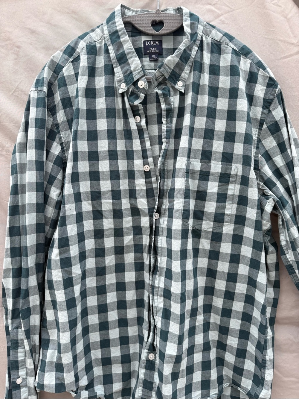 J.Crew Men's Blue and White Check Button-Down Shirt